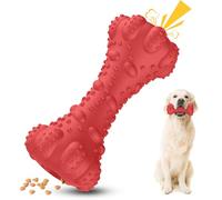 PcEoTllar Jouet Chien Indestructible en Caoutchouc Naturel Non Toxique, Grinçant et à Mâcher, Brosse à Dents Robuste pour Chiens de Moyenne et Grande Taille, Rouge