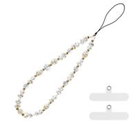 pcgaga Dragonne de téléphone à perles nacrées design, faite à la main, sangles bracelet anti-vol, chaîne de poignet détachable pour accessoires de téléphone portable, porte-clés, cadeaux pour femmes