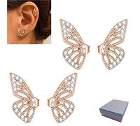 PCGV Boucles d'oreilles Demi-Papillon, Boucles d'oreilles Aile de Papillon, Boucles d'oreilles Aile de Papillon Boucles d'oreilles minuscules de Cartilage de Papillon (Rose Gold)