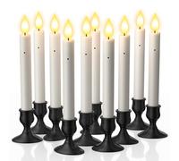 PChero Bougie Chandelier avec Capteur de luminosité et bougeoir, Lot de 10 Fausses Bougies à LED Flamme Vacillante Bougie LED Decorative Electrique pour Deco Noel Anniversaire Maison Chambre Mariage