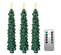 PChero Lot de 3 bougies coniques à DEL avec télécommande, à piles pour sapin de Noël sans flamme, bougies vacillantes pour décoration de maison, de chambre, de table