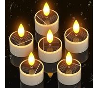 PChero Lot de 6 bougies solaires LED extérieures étanches capteur lumière crépuscule piles rechargeables bougies chauffe-plat vacillantes jardin, camping, décoration