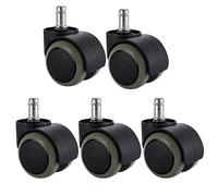 PChero OP019 Lot de 5 roulettes pour chaise de bureau avec taille standard universelle de diamètre de tige de 11 mm et longueur de tige 22 mm, supporte jusqu'à 250 kg, noir