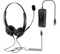 PChero Régulier Casque Téléphones de Bureau, Mains Libres Noise Cancelling Corded Headset Call Center Casque avec RJ9 Head & Mic (Can Pas Compatible avec Panasonic Cisco Avaya iPECS Lip)