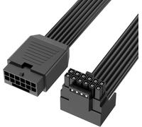 PCI-E 5.0 Extension Cable 30cm Right Angle 16 Pin (12+4) Male to Female,16AWG,12VHPWR,Black,Type B for RTX 4090/4080/3090 Ti