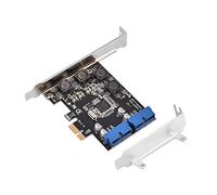 PCI-E Carte Adaptateur, ASHATA Carte Controleur PCI Express (PCI-E) vers 2 Ports USB 3.0 à 19 Broches pour l'emplacement PCI-E X1 X4 X8 X16