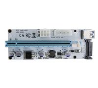 PCI-E Riser 008S WHITE - Adaptateur minier stable avec alimentation 6PIN, USB 3.0 et indication LED