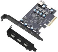 PCI-E vers USB 3.2 Gen 2 5 Ports (3 x USB-C, 1 x USB-A, 1 x USB Type E), Carte d'extension Interne USB, Carte PCI Express USB-C, en-tête A-Key 20 Broches pour Adaptateur de Montage de Panneau Avant