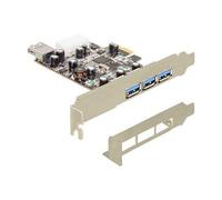 Delock PCI Express Card > 3 x extern + 1 x intern USB 3.0 - Adaptateur USB - PCIe profil bas - USB, USB 2.0, USB 3.0 - 4 ports G