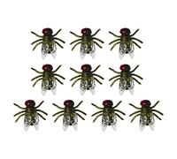 PciDinFo 10 Pièces Mouche Simulation Figurine Insecte Blague Effet Réaliste Finition Précise Bonne Solidité Convient Fête Halloween Soirées Maison, Vert