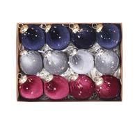 PciDinFo 12 Pièces Boules de Noël Accessoires pour Sapin Décorations D'Hiver Breloques Suspendues Ornements de Réception Finition Veloutée Adapté pour La Mais, Marine Gris Rouge