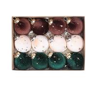 PciDinFo 12 Pièces Boules de Noël Accessoires pour Sapin Décorations D'Hiver Breloques Suspendues Ornements de Réception Finition Veloutée Adapté pour La Mais, Marron Beige Vert