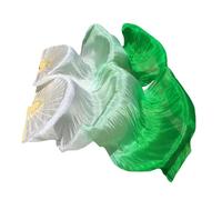 PciDinFo 2 éventails de Danse Orientale, éventails Pliables En Soie, éventails-voiles En Bambou Naturel pour Des Spectacles Dynamiques, Des Représentations Scé, Du Blanc Au Vert