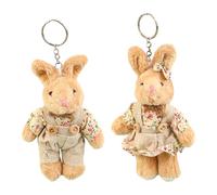 PciDinFo 2 Porte-clés en Peluche, Pendentifs Animaux Mignons, Porte-clés Poupées pour Couples, Mini Peluches pour Sacs à Main, Cadeaux pour Couples, Collection, Lapin