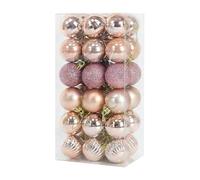 PciDinFo 36 Pièces Boule de Noël Ornement Suspendu Décor Miniature Incassable Léger Adapté pour Don Cadeau Bureau Maison Fête, Or Rose