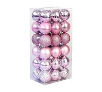 PciDinFo 36 Pièces Boule de Noël Ornement Suspendu Décor Miniature Incassable Léger Adapté pour Don Cadeau Bureau Maison Fête, Rose