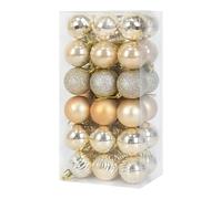 PciDinFo 36 Pièces Boule de Noël Ornement Suspendu Décor Miniature Incassable Léger Adapté pour Don Cadeau Bureau Maison Fête, l'or Champenois