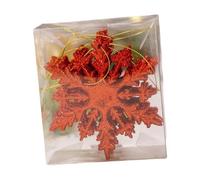 PciDinFo 6 Pièces Flocon de Neige Ornement Brillant de Sapin de Noël Pendentif Goutte Décoratif pour Arbre Guirlande Intérieur Réception Convient à, Rouge
