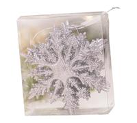 PciDinFo 6 Pièces Flocon de Neige Ornement Brillant de Sapin de Noël Pendentif Goutte Décoratif pour Arbre Guirlande Intérieur Réception Convient à, Gris Argent