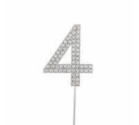 PciDinFo Alloy Cake Topper Gâteau Anniversaire Chiffre Rhinestones Raffinement Alliage Brillance Accessoire Décoration Adapté pour Célébration Adulte Événement Souvenir, Argent, Alliage N°4