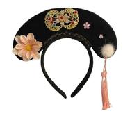 PciDinFo Bandeau Chinois Serre-tête Fleurs Franges Couronne Costume Impératrice En Peluche Douce Destiné pour Femme Accessoire Fête Photographie Scène Danse Or, D