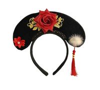 PciDinFo Bandeau Chinois Serre-tête Fleurs Franges Couronne Costume Impératrice En Peluche Douce Destiné pour Femme Accessoire Fête Photographie Scène Danse Or, styleE