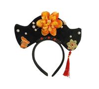 PciDinFo Bandeau Chinois Serre-tête Fleurs Franges Couronne Costume Impératrice En Peluche Douce Destiné pour Femme Accessoire Fête Photographie Scène Danse Or, c
