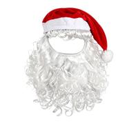 PciDinFo Bonnet de Père Noël Comme Accessoire Photo, Rouge, Fausse Barbe Blanche Réaliste pour Masqués et Jeux de Rôle