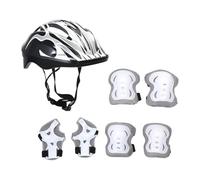 PciDinFo Casque de Vélo Enfant avec Genouillères, Protège-Poignets et Coudières en PVC Léger et Sûr, Adapté Au Patinage et Au Cyclisme, Blanc