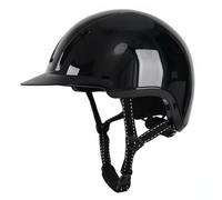 PciDinFo Casque d'Équitation Sécurité Protection Tête Légèreté Ventilation Mesh Doublure Boucle Réglable Destiné Enfants Adultes Entraînement Quotidien Plein Air, Noir Brillant, L58-62cm