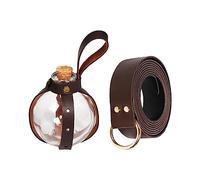 PciDinFo Ceinture Médiévale PU Cuir avec Bouteille Potion Verre Décoration Costume Adaptée pour Cosplay Fêtes Médiévales Carnaval Scènes Théâtre, trous marron