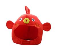 PciDinFo Chapeau de Poisson-Puffer Cap Costume de Fête Tête Animal Peluche Ajustable Original pour Selfie Cosplay Cadeau Adultes Décoration Maison, Rouge