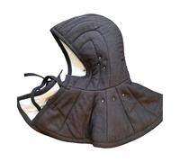 PciDinFo Coiffe Matelassée Capuche Médiévale Cagoule Respirante avec Col Protecteur Doublure Adaptée pour Adulte Reconstitution Historique, Noir