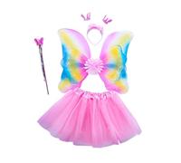 PciDinFo Costume D'ange 4 Pièces pour Enfants avec Bandeau et Matière Respirante et Confortable. Idéal pour Les Spectacles et Les Fêtes Costumées, Rose