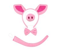 PciDinFo Ensemble de 4 Pièces : Serre-tête Oreilles de Cochon, Nez, Nœud Papillon et Queue En Peluche.