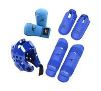PciDinFo Ensemble D'équipement de Karaté pour L'entraînement, Comprenant Un Casque, des Gants et des Protège-Tibias pour La Boxe, Le MMA, et L, Bleu S