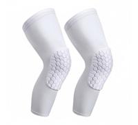 PciDinFo Genouillère de Basketball Genouillère Manchon Jambe Protège-genou Coussin Alvéolé Protection Impact Sleeve Longue Stabilisation Musculaire Confort, White, L