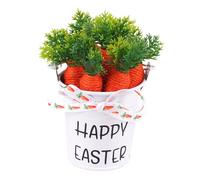 PciDinFo Panier de Pâques Seau de Rangement en Fer avec Carotte Simulation Ruban Vert Fonction Portable Convient Fête Anniversaire Réunion Jardin, Nœud Imprimé Blanc