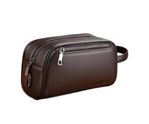PciDinFo Sac à Main pour Homme en PU, Pouvant Servir de Pochette, de Trousse de Toilette, de Portefeuille et de Porte-Documents, Offrant Un Grand Espace de Ran, Marron avec Serrure