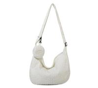 PciDinFo Sac Bandoulière Femme Fourre-Tout Épaule Main Pochette Dumpling Polyestère Lisse Bretelle Ajustable Pratique Style Moderne Adapté pour Plage Rendez-vo, Blanc