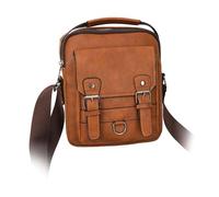 PciDinFo Sac Bandoulière Homme Pochette Portée Travers Capacité Large Cuir PU Bretelle Ajustable Fermeture Zippée avec Compartiment Adapté pour Sorties Bureau, Brun