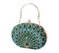 PciDinFo Sac Soirée Paon Motif Pochette Femme Décor Miniature Dorée Polyvalente Adapté pour Soirée entre Amis Banquet Mariage, Vert