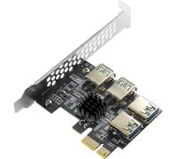 PCIE 1 à 4 PCI-Express,Carte D'Adaptateur de Montage PCIE à 4 Ports Carte Multiplicatrice D'Adaptateur USB 3.0 avec Une Stabilité Plus éLevéE pour L'Exploitation MinièRe de Bitcoin