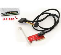 Carte Contrôleur PCIe - - 4x pour SSD U.2 NVMe - U2 68pin SFF-8639 avec Cordon 1m - Noir