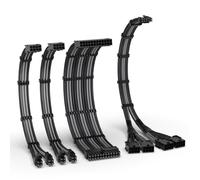 PCIE 5.0 12VHPWR Sheathed Cable Kit,16AWG Power Cable Extension,24PIN-ATX/(4+4) PIN-EPS/(12+4) PIN to 4X 8 PIN PCIE- RTX4090/4080/4070Ti Extension Cable-Black/Grey