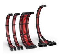 PCIE 5.0 12VHPWR Sleeve Cable Kit,PC Power Cable Extension 16AWG,24PIN-ATX/(4+4) PIN-EPS/(12+4) PIN to 4X 8 PIN PCIE- RTX4090/4080/4070Ti Extension Cable -Black/Red
