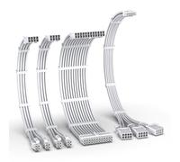PCIE 5.0 Sheathed Cable Kit 12VHPWR,16AWG Power Cable Extension,PC PSU Sleeved Cable,24PIN-ATX/(4+4) PINEPS/(12+4) PIN to 3X 8 PIN PCIE-RTX4080/4070Ti Extension Cable-Pure White