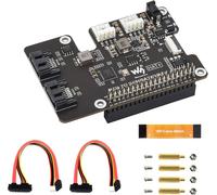 Pcie To 2-Channel Sata Hat+ Adapter For Raspberry Pi 5,Sata 3.0 Expansion Board With Dual Sata Ports,Led Indicators,Eeprom,Plug And Play,High-Speed Hdd/Ssd Storage Support