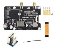 PCIe to M.2 E Key Adapter with PoE Hat for Raspberry Pi 5 - Supports NGFF M.2 E Key Wireless NIC, PoE Power Supply, Onboard SMA Connector, USB Bluetooth, 16PIN PCIe Interface