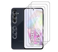 Pcircb [3+2 Pièces Verre Trempé Compatible avec Samsung Galaxy A35 5G vitre protection, 3pcs protection écran et 2pcs Caméra Arrière Protecteur, 9H Dureté, HD, Sans Bulles